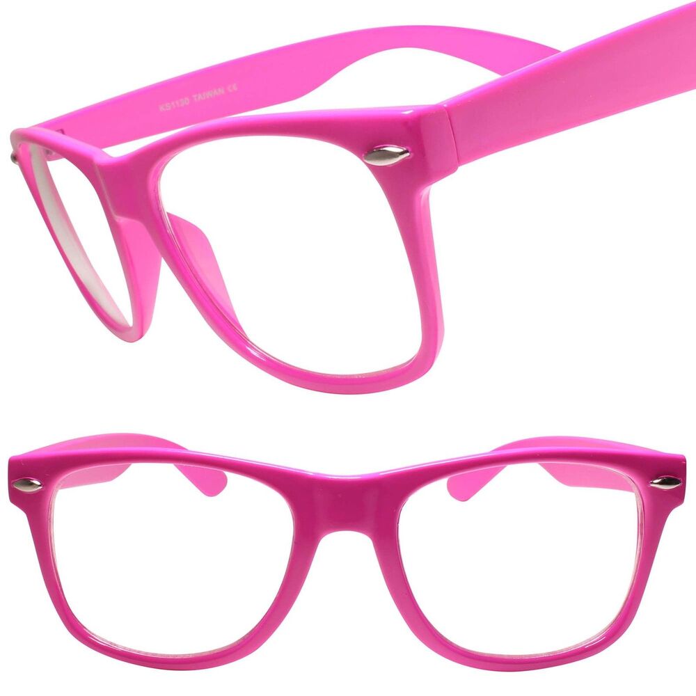 Classy 80s 90s Dapper Clubbing Horn Rimmed Pink Frame Clear Lens Glasses